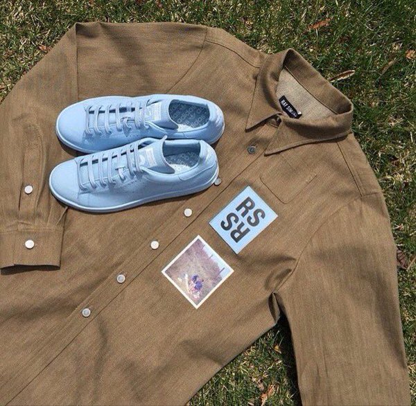 StreetwearFashn's tweet photo. Raf Simons Button Down x Raf Simons x Adidas "Stan Smith" https://t.co/wCbgPuUArE