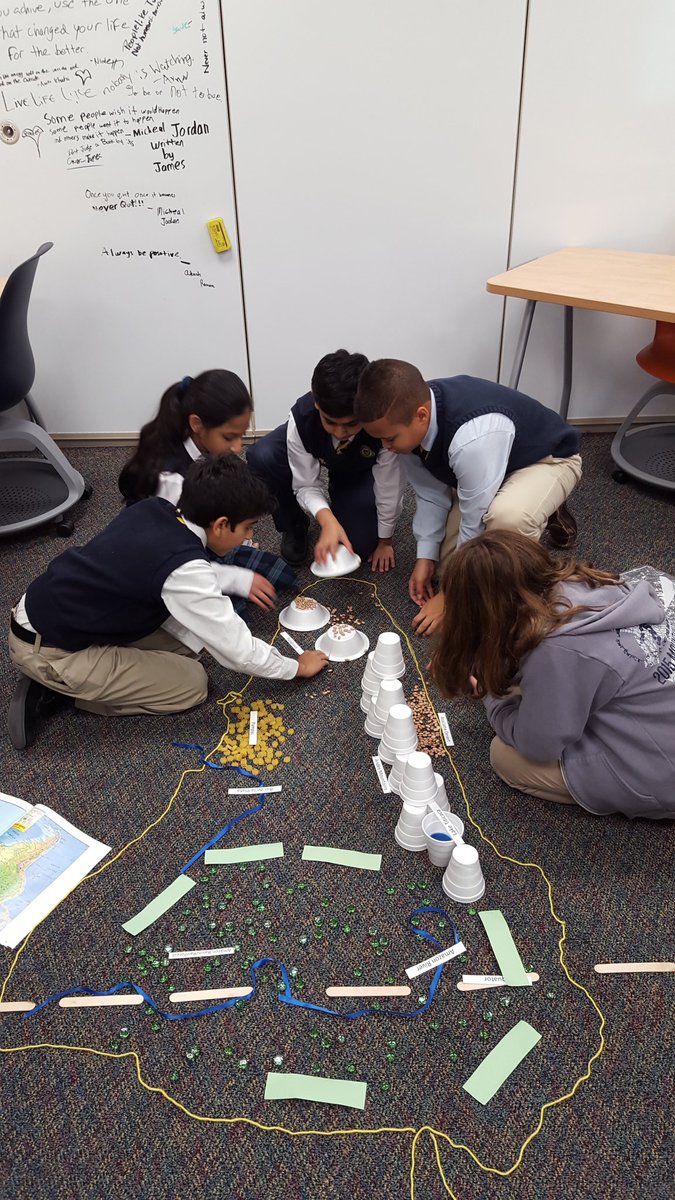 jcay98's tweet photo. Students engaged in landforms?!?! Floor mapping! https://t.co/BjHxqVuEN4
