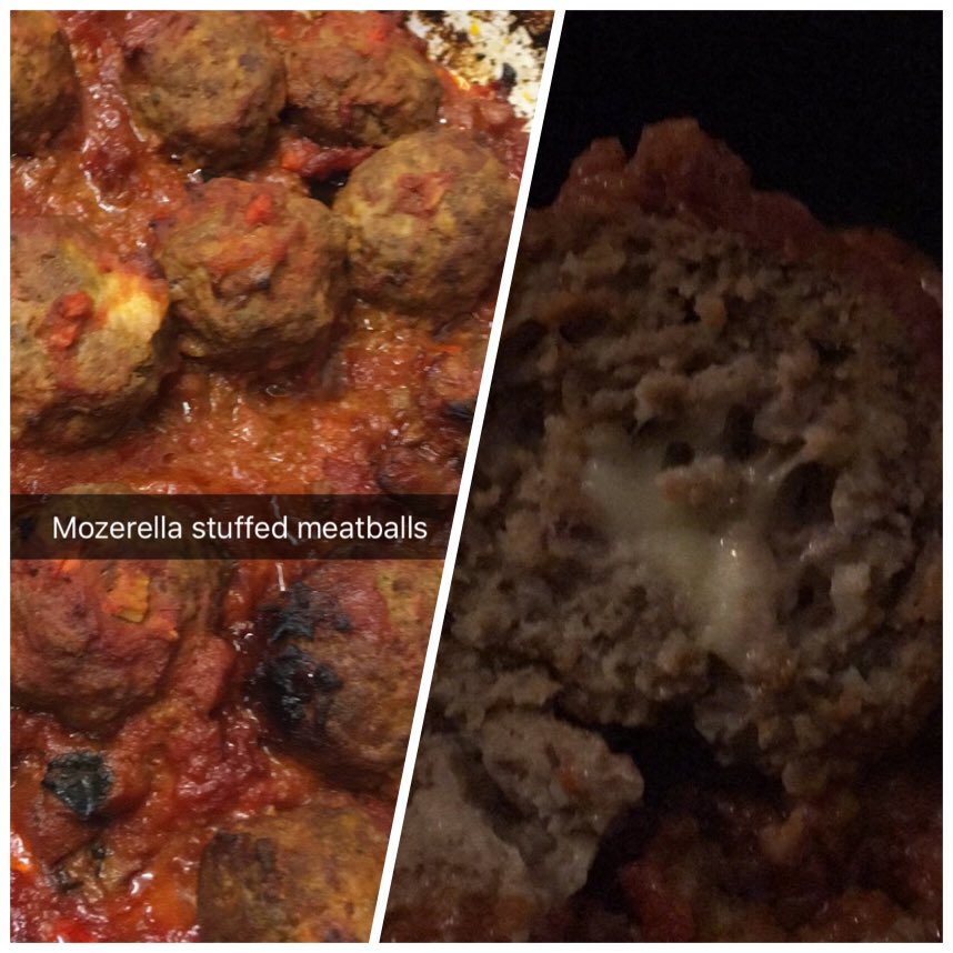 Richardj1232's tweet photo. Mozerella stuffed meatballs #foodporn https://t.co/NyACd6AIlo