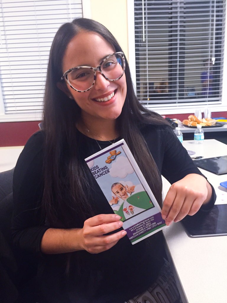 KarolinaSpan's tweet photo. Presented our final product for Kids Beating Cancer today😁 Extremely proud of our brochure! #ENG209 @DrCoffae https://t.co/rorFQeHnLb
