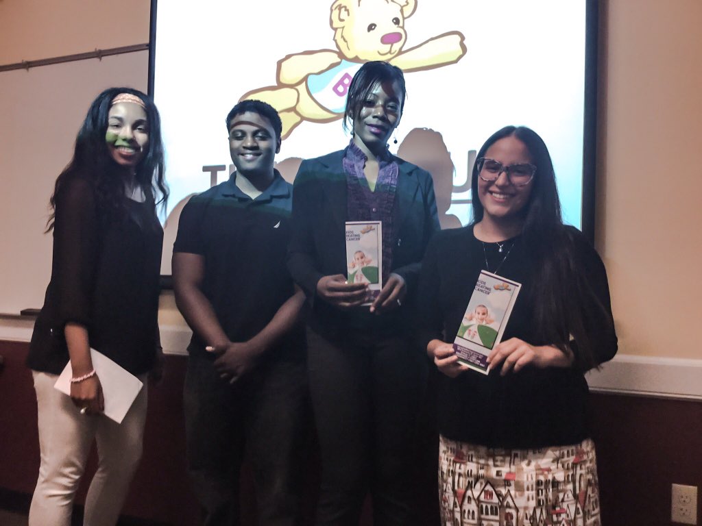 KarolinaSpan's tweet photo. Presented our final product for Kids Beating Cancer today😁 Extremely proud of our brochure! #ENG209 @DrCoffae https://t.co/rorFQeHnLb