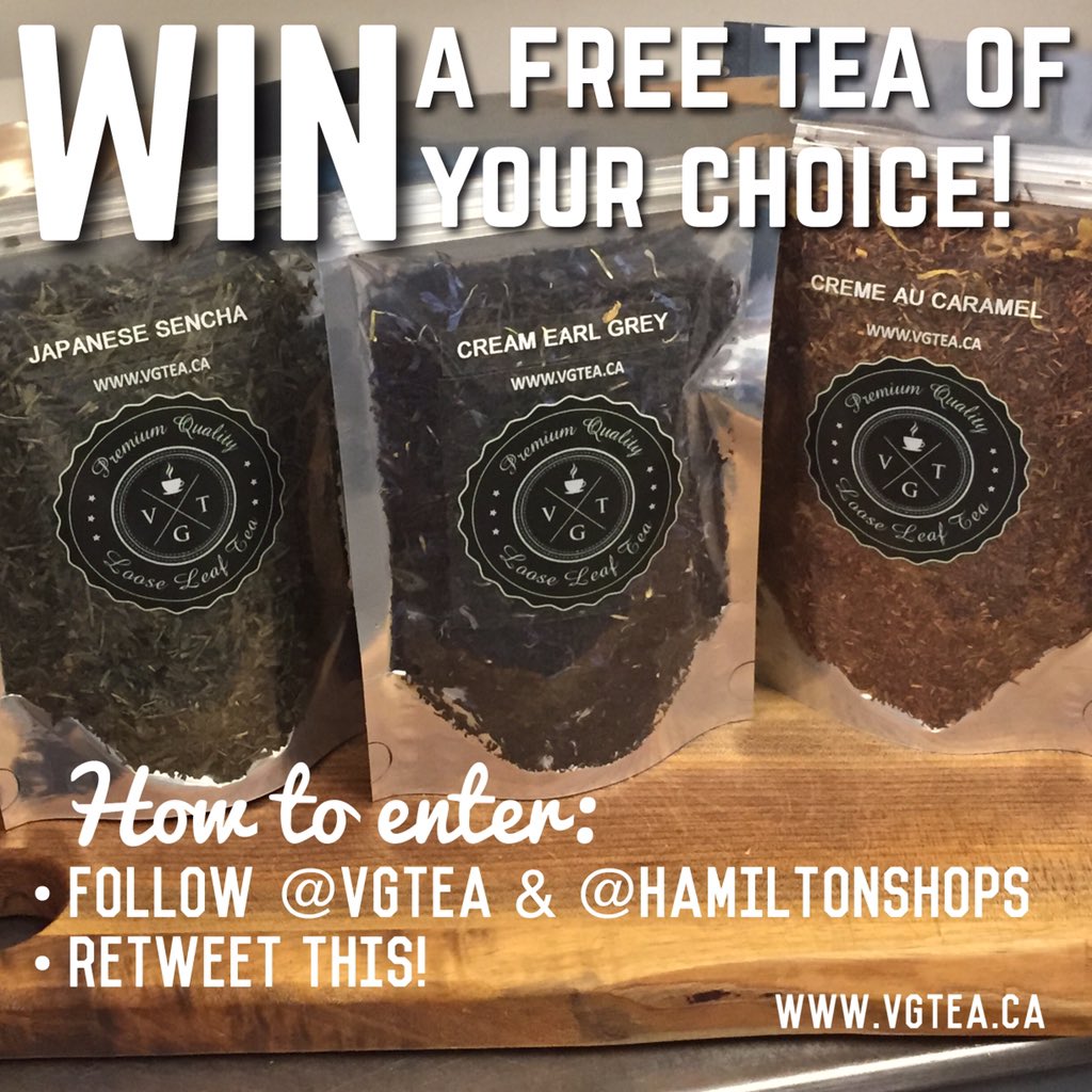 WIN a #FREE tea! Just #follow <a href="/VGtea/">Vintage Garden Tea</a> &amp; <a href="/HamiltonShops/">Hamilton Shops</a> &amp; retweet this! #tea #draw #giveaway #contest #HamOnt vgtea.ca