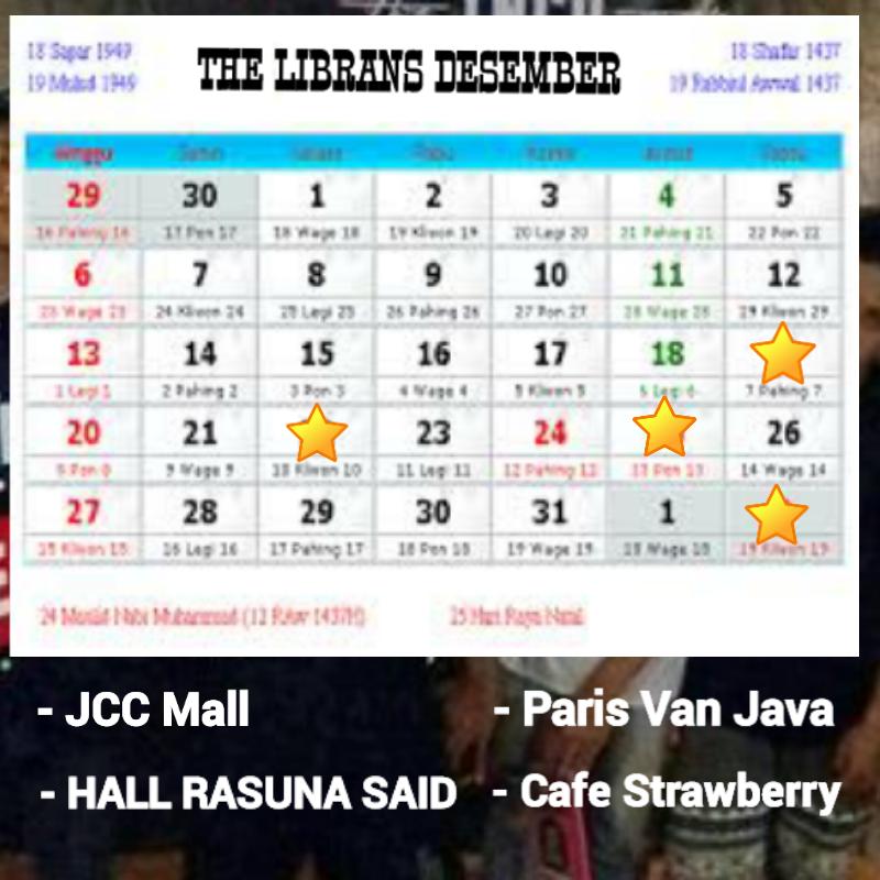 insomlibran's tweet photo. Ini dia Schedule TheLibrans di bulan Desember. Untuk Schedule Librandict disusul nanti ya. #TheLibrans https://t.co/8gRbWOBZav