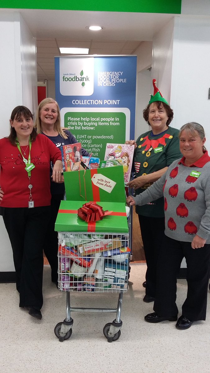AsdaPudseyStore's tweet photo. First Trolley  #becauseitschristmas going to West Leeds food bank.  Thanks to generous customers @AsdaPudseyStore https://t.co/H3R5m5ouFd