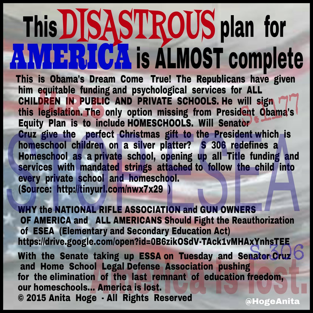 HDawn29's tweet photo. @DiamondandSilk #PJNET #STOPESEA #CCTASKFORCE #ESSA #STOPESSA  @HogeAnita @Commoncorediva @olliepopkin @gen_yvette https://t.co/lwhhonMz7D