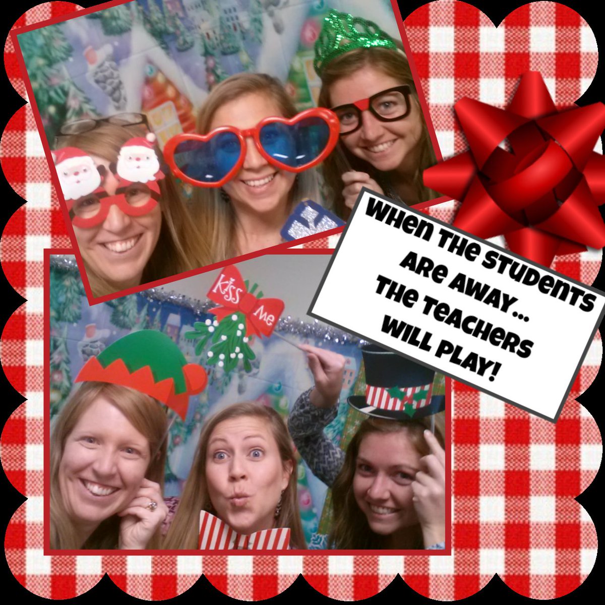 CRobbinsK5's tweet photo. Just a little teacher fun while kids were in specials! #leftoverSanta'sWorkshopprops #Kisfun @LeichterTeach https://t.co/o3UhLsbZ4Y