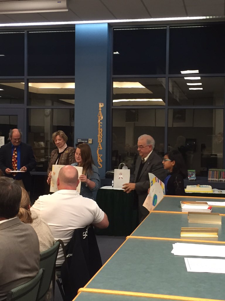 SMS students Ishaani P. & Francesca S. recognized by the BOE this evening for their winning peace posters!