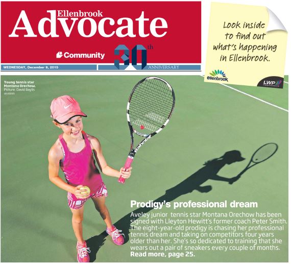 tananeedham's tweet photo. Front page in local paper! Starts w #hotshots @TennisAustralia @hopmancup @ANZ_AU #getcourtup #followdreams #hungry https://t.co/gQgFiQJP0R