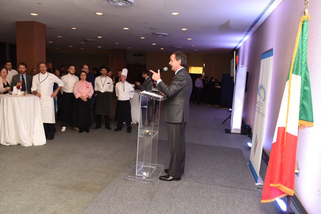 ItalyUN_NY's tweet photo. Amb @sebastianocardi opens #ItalianFood Festival celebrating 60 yrs of Italy's commitment to @UN &amp; to a better world https://t.co/UADqb1iycF