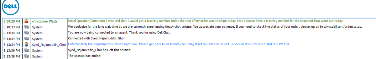 chris603998's tweet photo. @dell #learntotelltime. staring to get to the point where I do not want anything from you at all. where is my order? https://t.co/rbGMqYJxWp