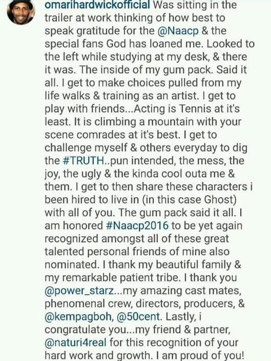 _TashaStPatrick's tweet photo. Very well said brother @OmariHardwick ✊ we are truly proud of you, keep up the great work! Well deserved #PowerTV https://t.co/38hJJSkQDp