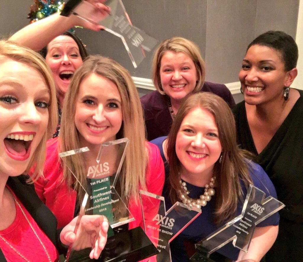 brittanybellair's tweet image. That moment when you win 3-1st place awards in Talent Development + Best in Show. #axisawards @SouthwestAir #swamit