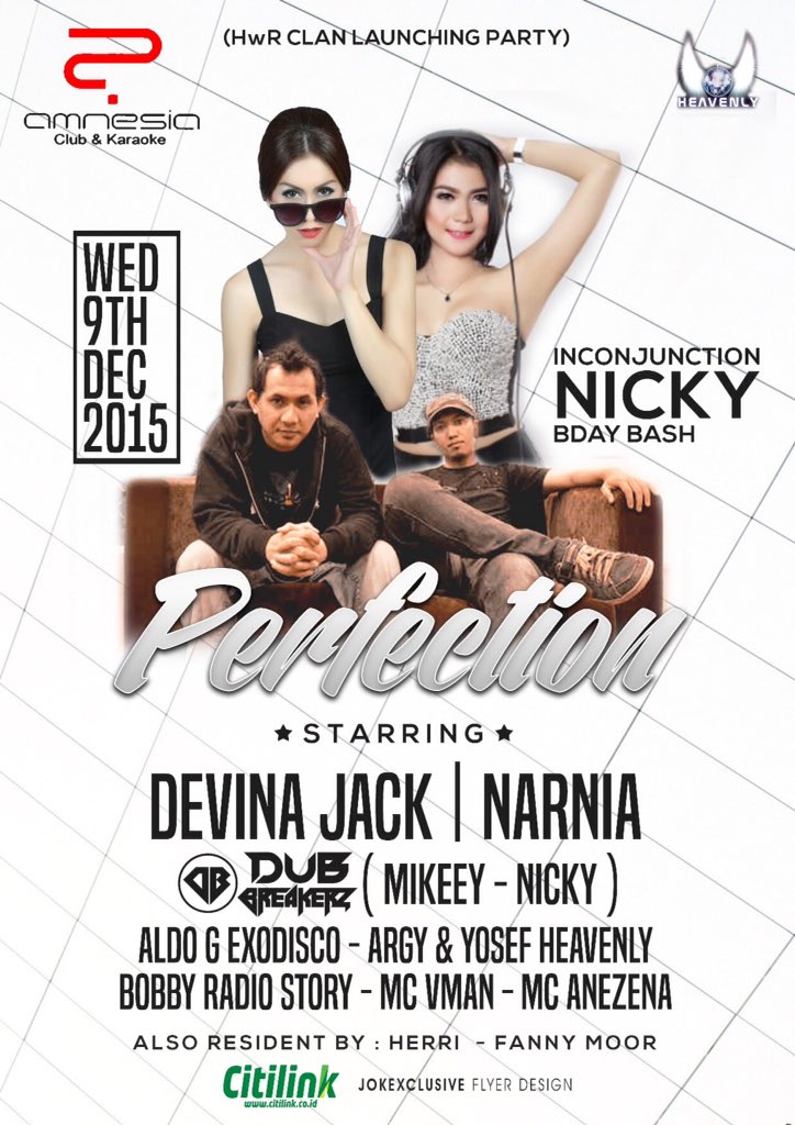 Tonight @AMNESIA_BANDUNG "Perfection" w/ <a href="/NickyHeavenly/">Nicky Heavenly</a> <a href="/MikeeyMicano/">Westland Org - Bandung Life Addict</a> <a href="/devinajack/">Devina Indah Sari</a> <a href="/AnezenaFerdiano/">AneZenA</a>