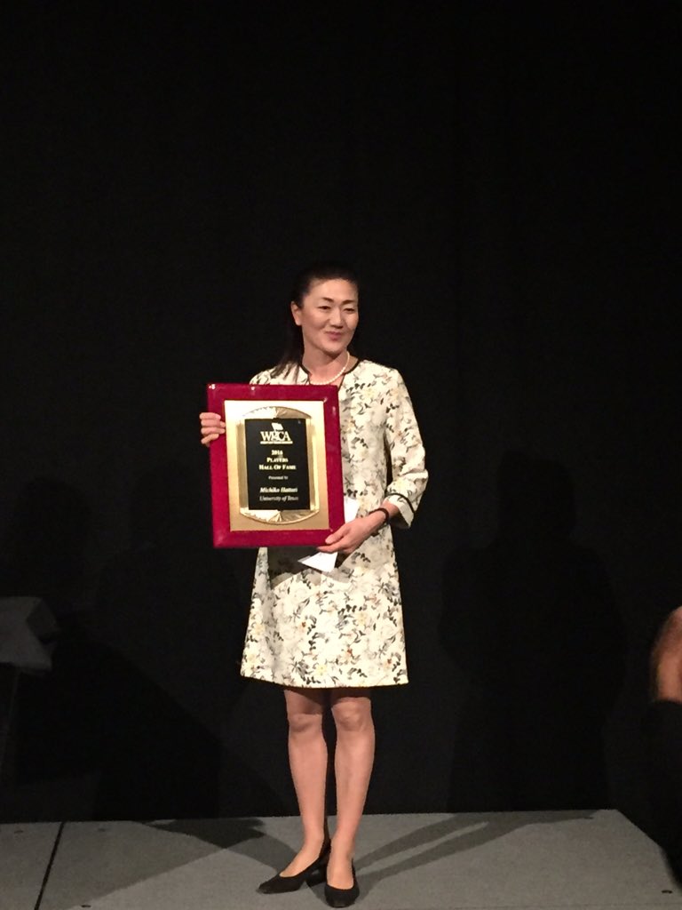 WGCAGOLF's tweet photo. Michiko Hattori Hall of Fame Inductee. 38/40 top 10 collegiate events. #dominant #hook'em https://t.co/aEZvyFcqsq
