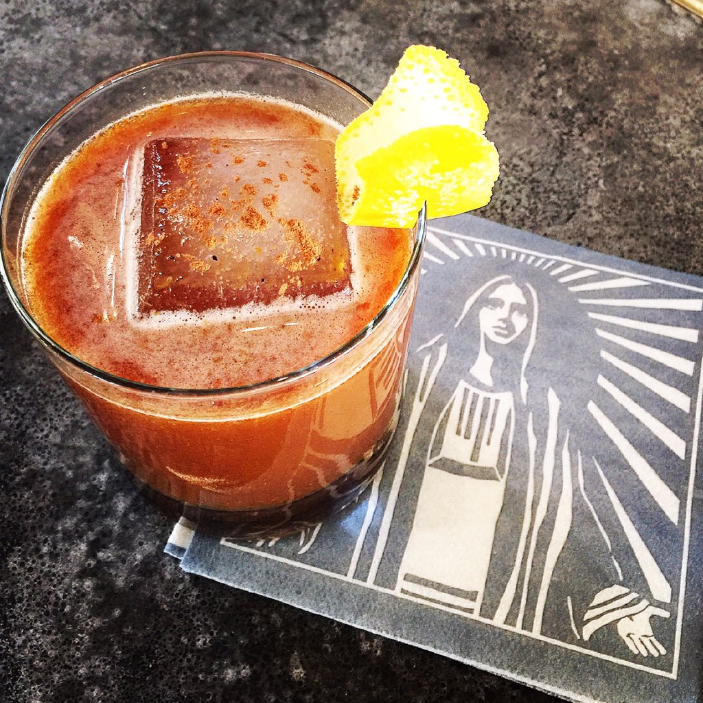 Pie one On: tequila añejo, port, pepita pumpkin butter, lemon, Demerara, aromatic bitters. #TisTheSeason #Cocktail