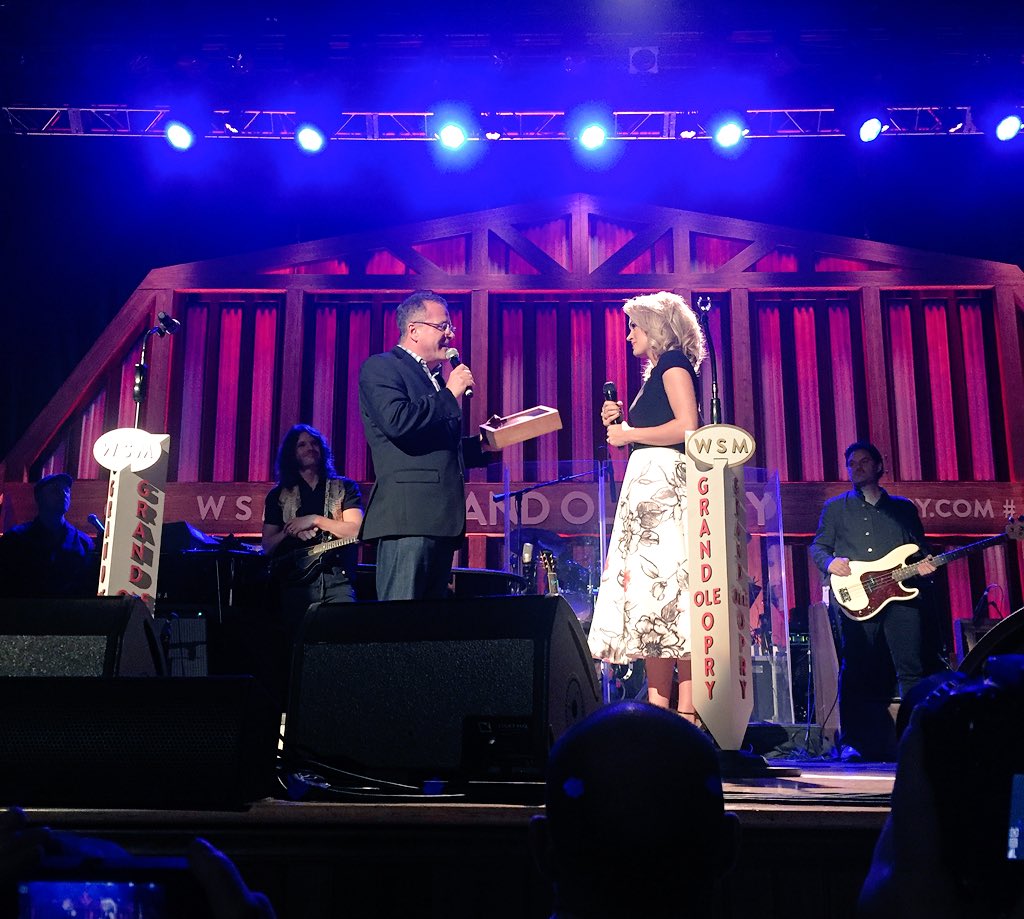 opry's tweet photo. "We don't take for granted a single moment that we have with you." - Pete Fisher to @carrieunderwood #Opry90 https://t.co/pLo1ifVoKR