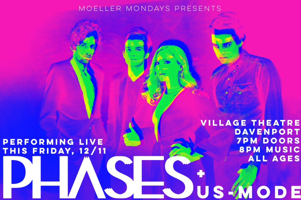 moellermondays's tweet photo. This Friday... @PHASESmusic + #UsMode, live at Davenport's Village Theatre. #allages 

https://t.co/wxQQbRI9BZ https://t.co/ONsZ43sNN1