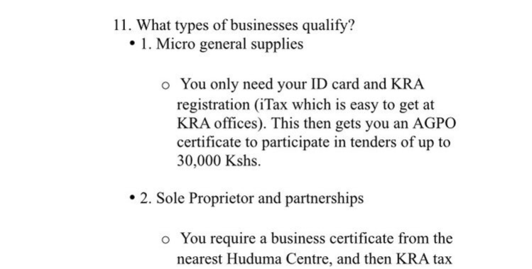 YouthFund_Ke's tweet photo. Types of businesses that qualify for AGPO #BeInTheKnow #Repost #IkoBiz https://t.co/asLrJDPLmo
