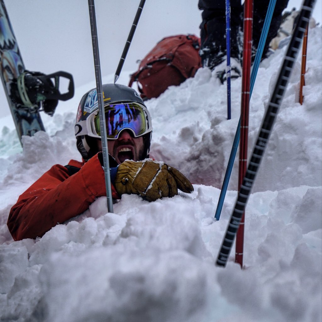 imcintoshski's tweet photo. Lead guide Kent Scheler sacrificing himself so the @TetonGravity crew can practicing avi probing #IPRW #SafetyFirst https://t.co/GXUBfGR7i9