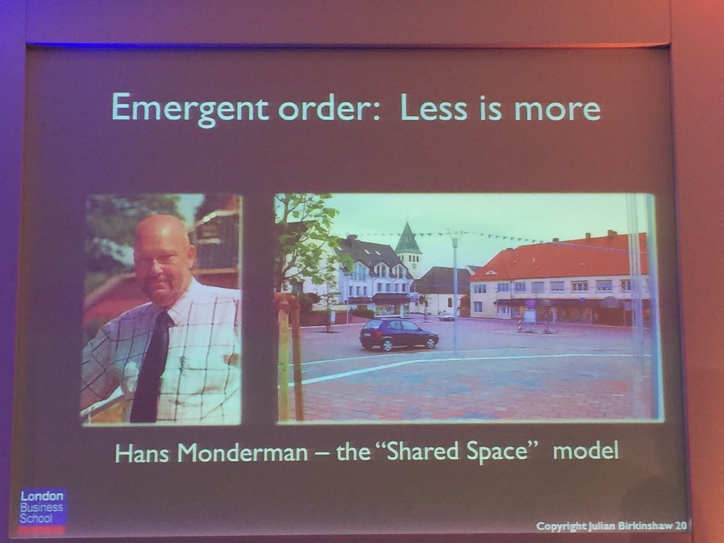 garelaos's tweet photo. @JBirkinshaw talking about Hans Monderman's "shared space" & parallels with mgt in organisations. #visionaries2015 https://t.co/Dt62tijo2c