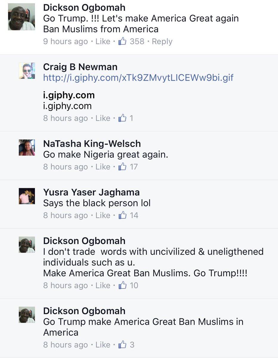 Ricky_Vaughn99's tweet photo. You could say that Nigerians love the Trump #BanMuslims #TrumpIsDisqualifiedParty https://t.co/6TqUNB4ryA