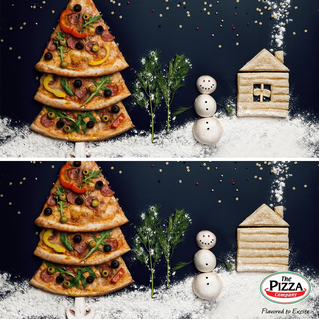 Can you spot the three differences between these two festive pizzas?
#TPCUAE #Christmas #games