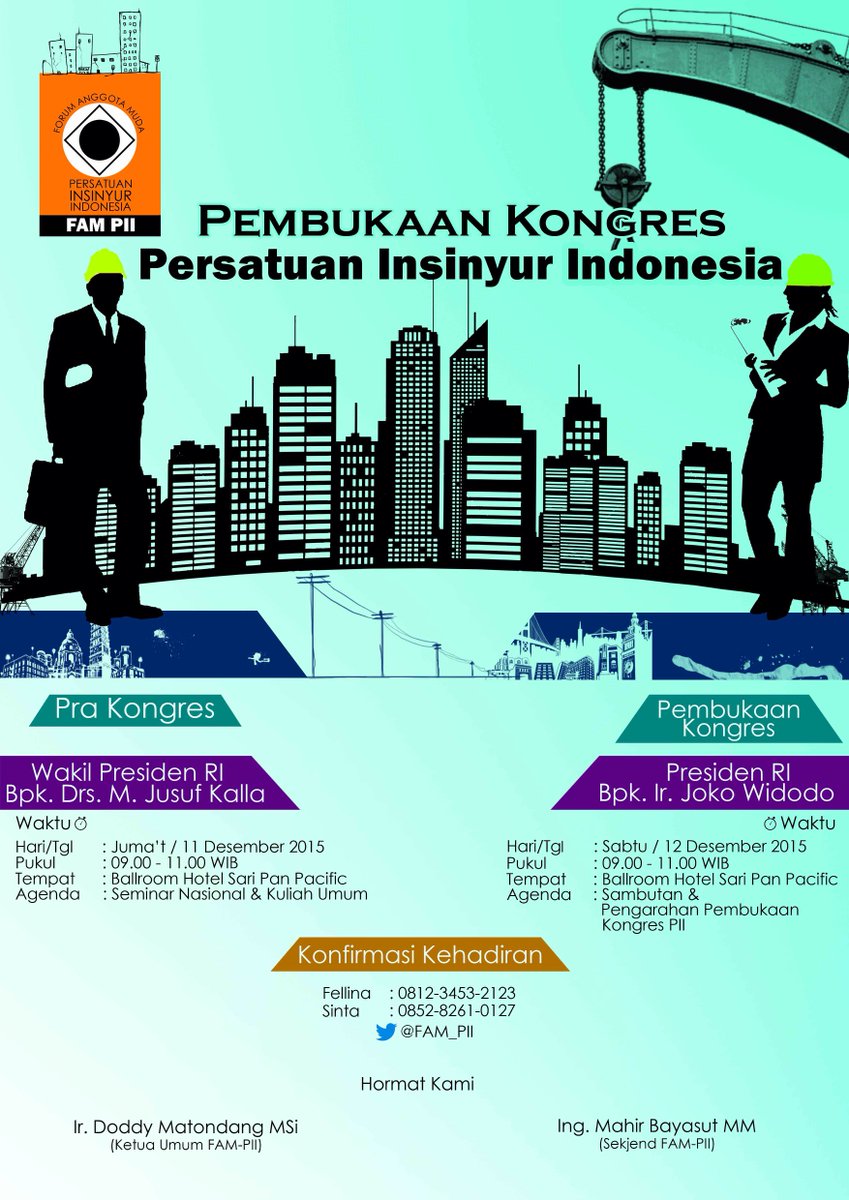 Hi young Engineers! Pembukaan Kongres Persatuan Insinyur Indonesia, Jumat-Sabtu (11-12 Des 15), start pkl 09.00 WIB