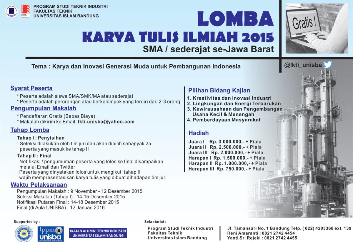 Halao <a href="/OSIS7Dpk/">OSIS SMAN7 DPK</a>. ayo ikuti Lomba Karya Tulis Ilmiah SMA/SMK/MA se-Jawa Barat. Daftar Gratis! 😀 #LKTIunisba2015