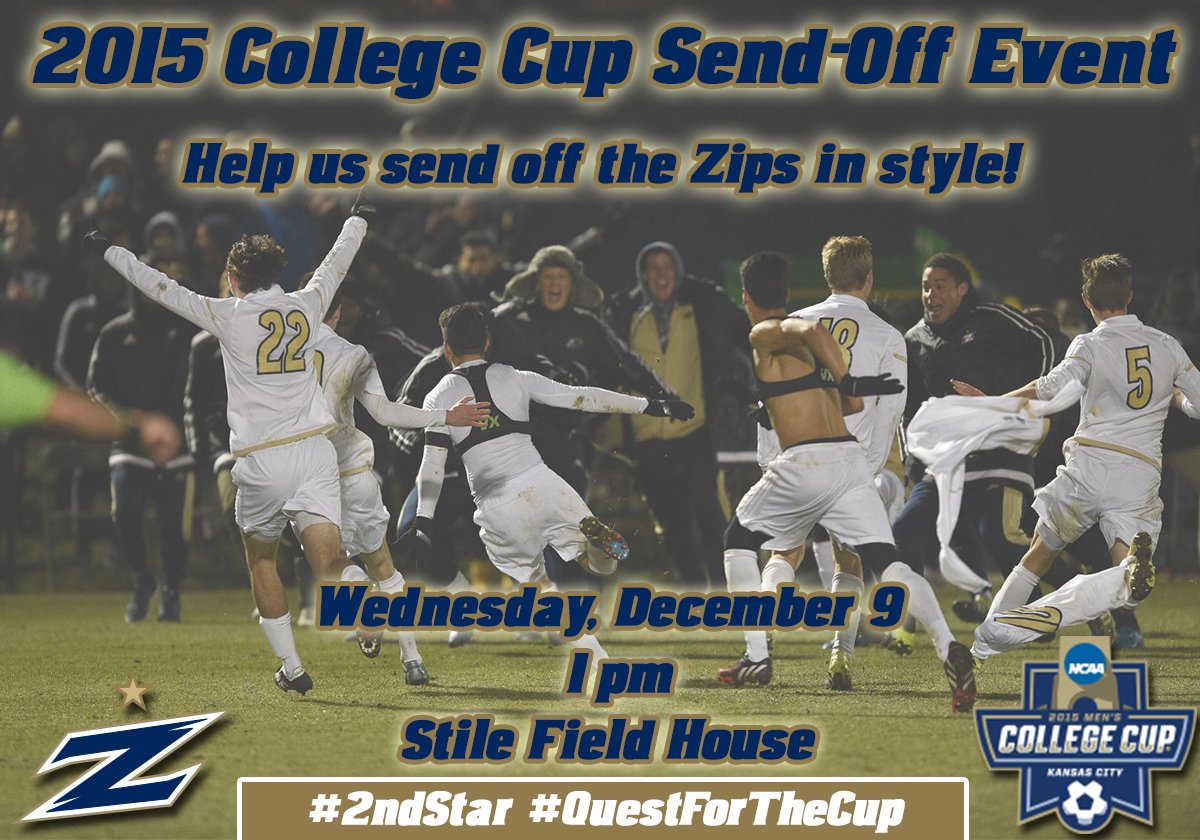 Hey soccer fans! FREE event today for all fans. Come help us send <a href="/ZipsMSoc/">Akron Zips M Soccer</a> off to Kansas City! ⚽️