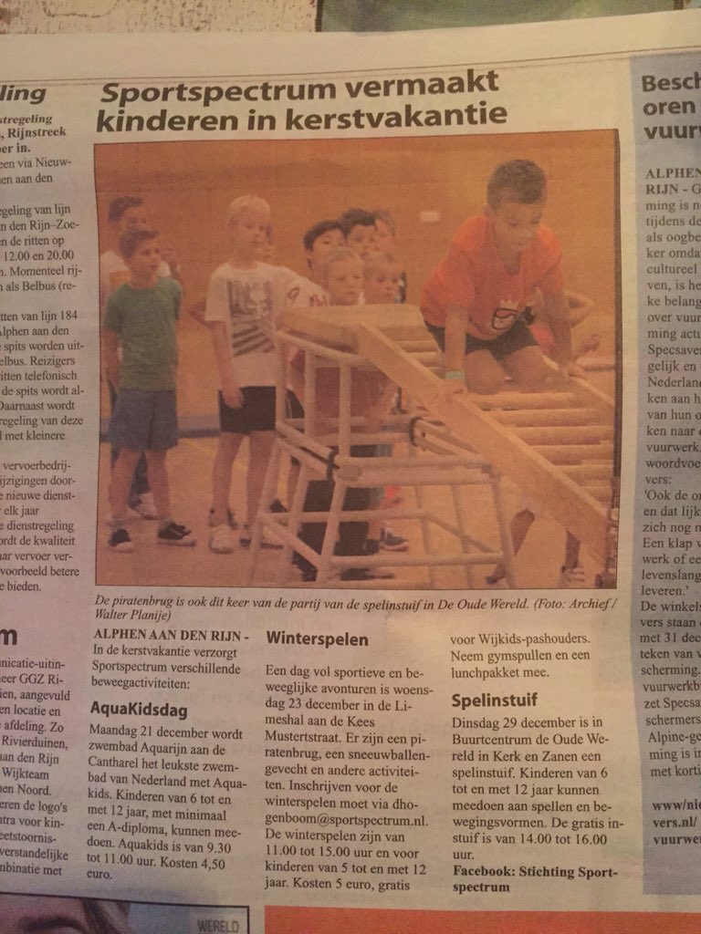 kerstvakantie met Sportspectrum! Vandaag in het @Witte_Weekblad