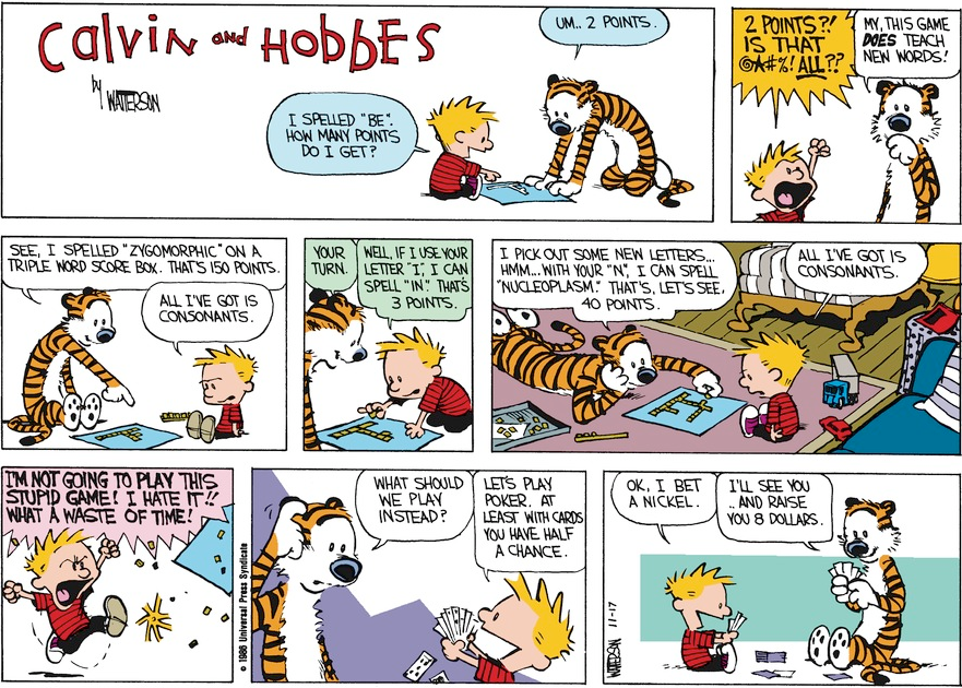 arandomtable's tweet photo. A classic! Calvin and Hobbes playing Scrabble

https://t.co/fcYpFlny1g

#boardgames https://t.co/2DA9btqQr2
