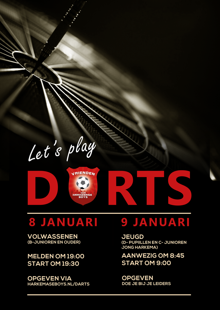 HarkemaseBoys's tweet photo. Begin januari: de tweede editie van Harkemase Boys #Darts! Lees meer en geef je op: https://t.co/6Vg2h1Hc6l https://t.co/APWha0vwBJ