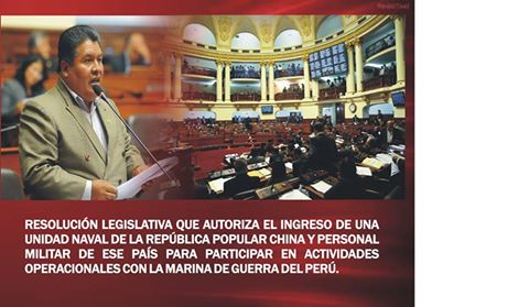 #NotadePrensa►Pleno aprobó la RL que autoriza ingreso de unidad naval de República Popular China y personal militar◄