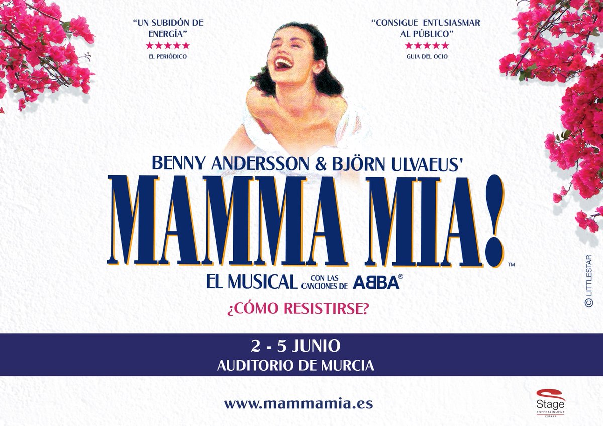 ac_riga's tweet photo. @MammaMia_Es regresa a #Murcia del 2 al 5 de junio ¡Prepárate para divertirte! #musicales #ABBA @AUDITORIOMURCIA https://t.co/Tr1CgrCVoO
