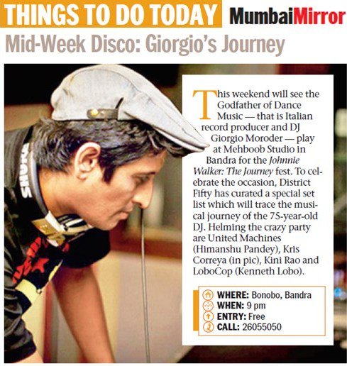 Celebrating <a href="/giorgiomoroder/">Giorgio Moroder</a>’s Journey with <a href="/kriscorreya/">kris correya</a> X #UnitedMachines (live), @kinirao &amp; #LoboCop
#MidWeekDisco