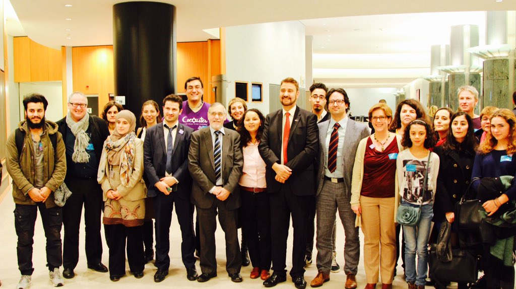 HathroubiSamia's tweet image. Pic in the @europeanparliament in #Brussels w/ @akhanmep&amp;amp;friends to say #NousSommesUnis &amp;amp; #WeRefuseToBeEnemies