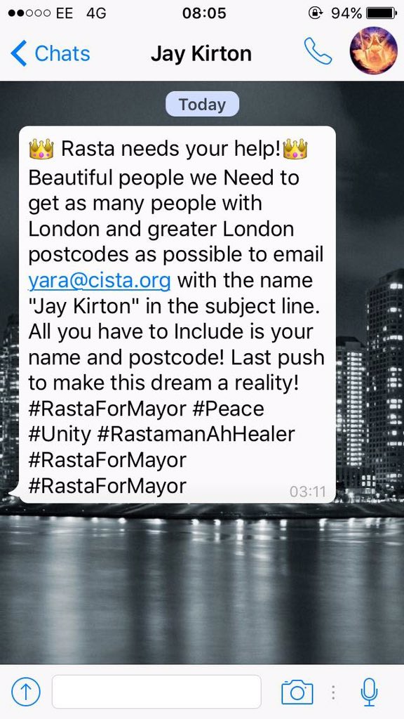 killa_kirton's tweet photo. @Jayeczar #RastaForMayor https://t.co/p4Hke8x8PI