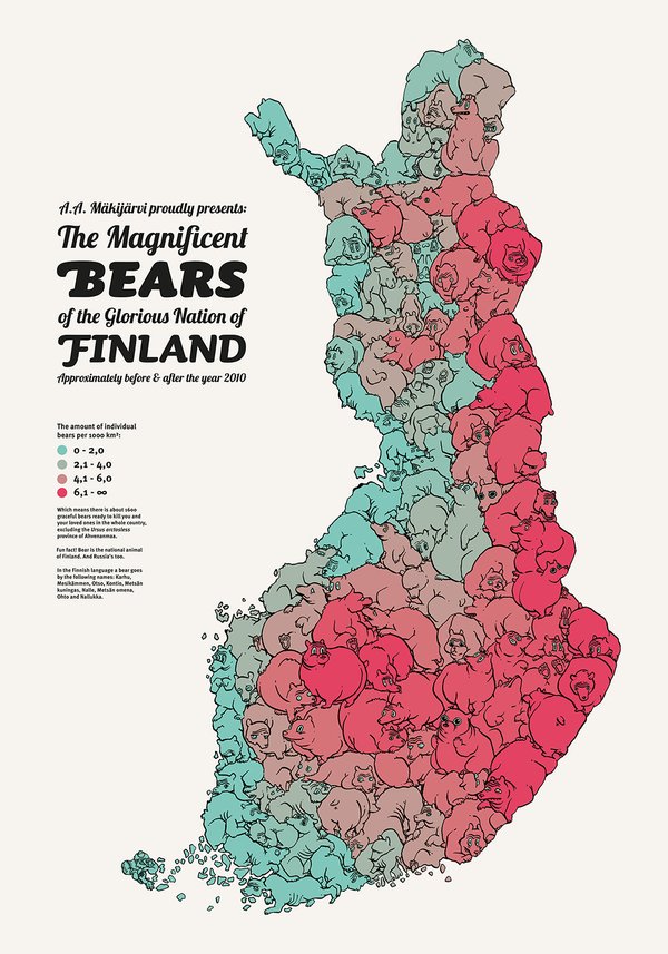 Infogram Rt Randal Olson Bears Per 1000 Square Km In Finland Visualized As Bears Dataviz T Co Ditc2shdz8 T Co 0zp1y2czky