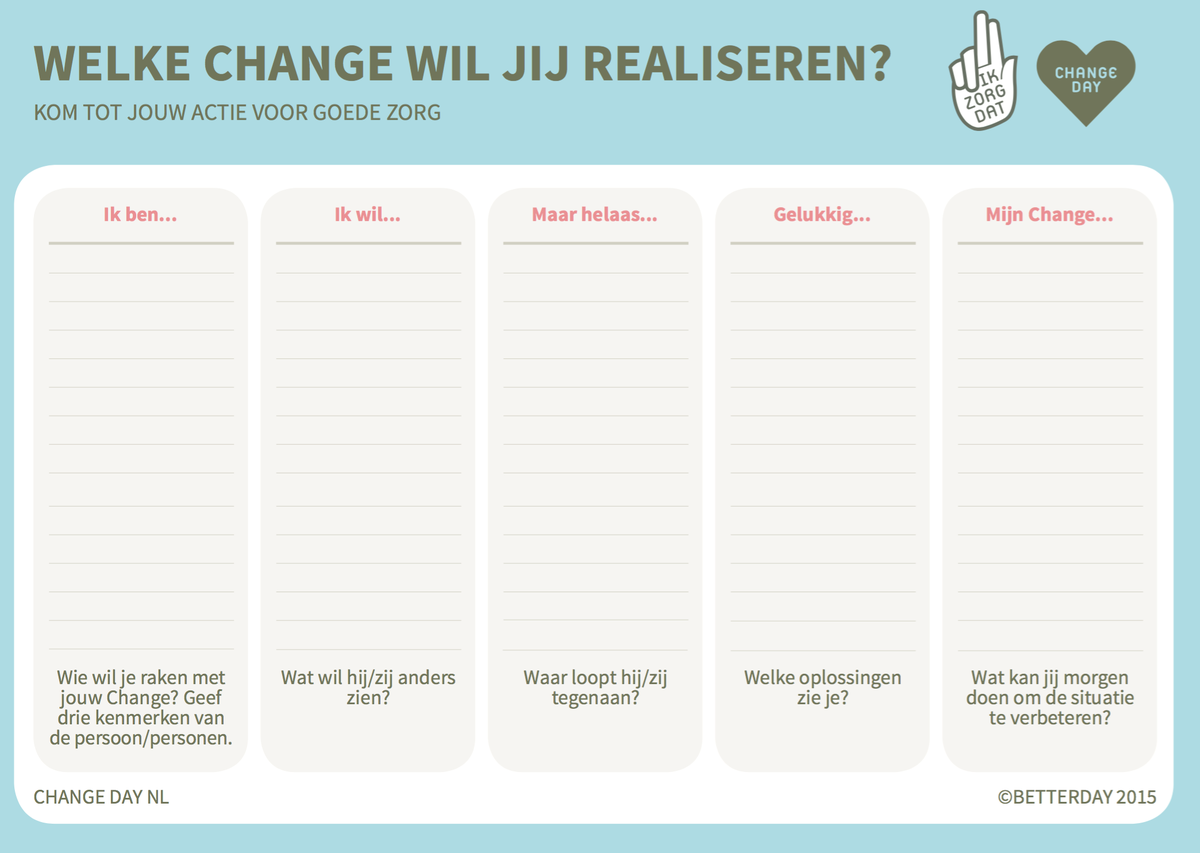 ChangeDayNL's tweet photo. Wie wil jij raken? En andere vragen op flyer om tot actie te komen waar jij achter staat: https://t.co/JLz57meKH4 https://t.co/GNNHcBhlvC