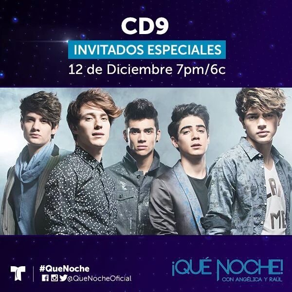 100pre_coder's tweet photo. Solo 3 dias Para q @somosCD9 😍 este en @QueNocheOficial ,a las 7:00pm #QueNocheConCD9 @CocaColaFM #AbreTuCorazon 😍😍 https://t.co/iBjKdEvytA