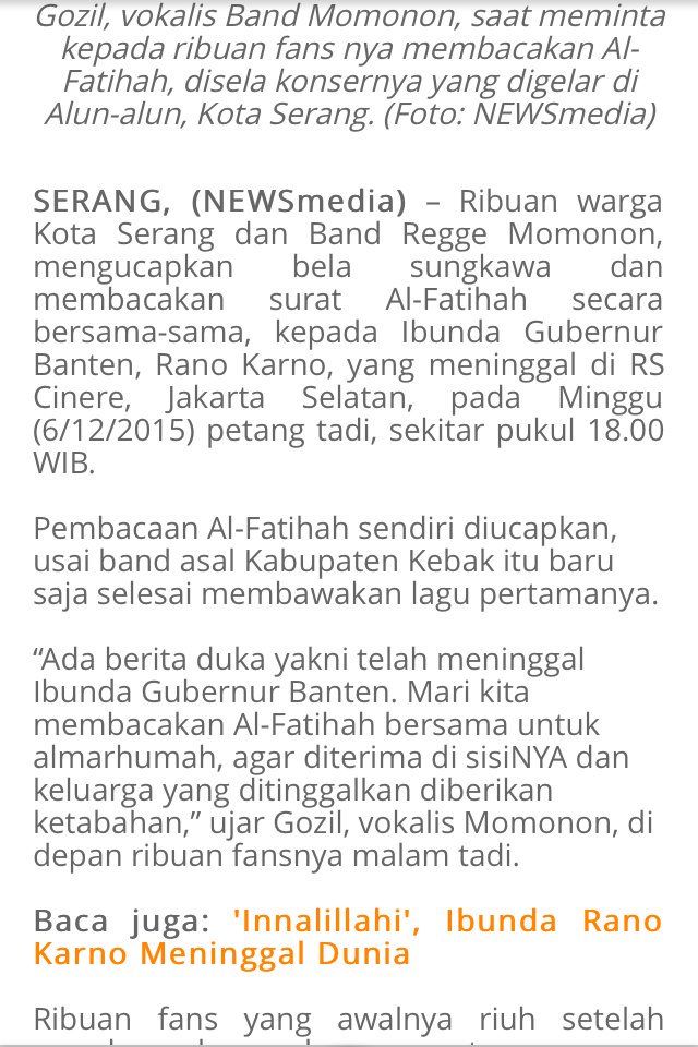 Saat Konser, <a href="/MomononFamz/">MOMONON INDONESIA</a> ajak Ribuan Momonon famz Serang untuk Doakan Ibunda <a href="/ranodoelkarno/">Rano Karno</a> .