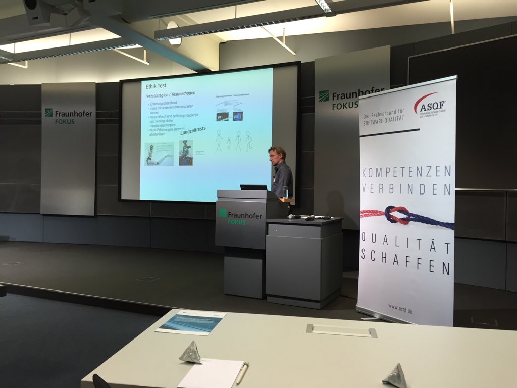 iSQICert's tweet photo. Nils Röttger talking about how to #test ethic decisions of #software. #ASQF @imbus_AG https://t.co/8luWx5Rxo1