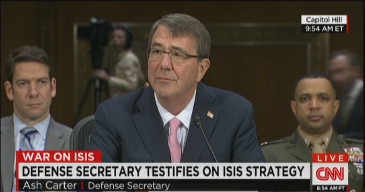cnnbrk's tweet photo. Defense Secretary Carter testifies on ISIS strategy: "The reality is we are at war." LIVE: https://t.co/HAhU3MmiMf https://t.co/zH2E9ASHWP