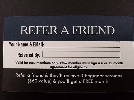 There is no greater compliment than having current members refer friends &amp; family. Pick a card up today.