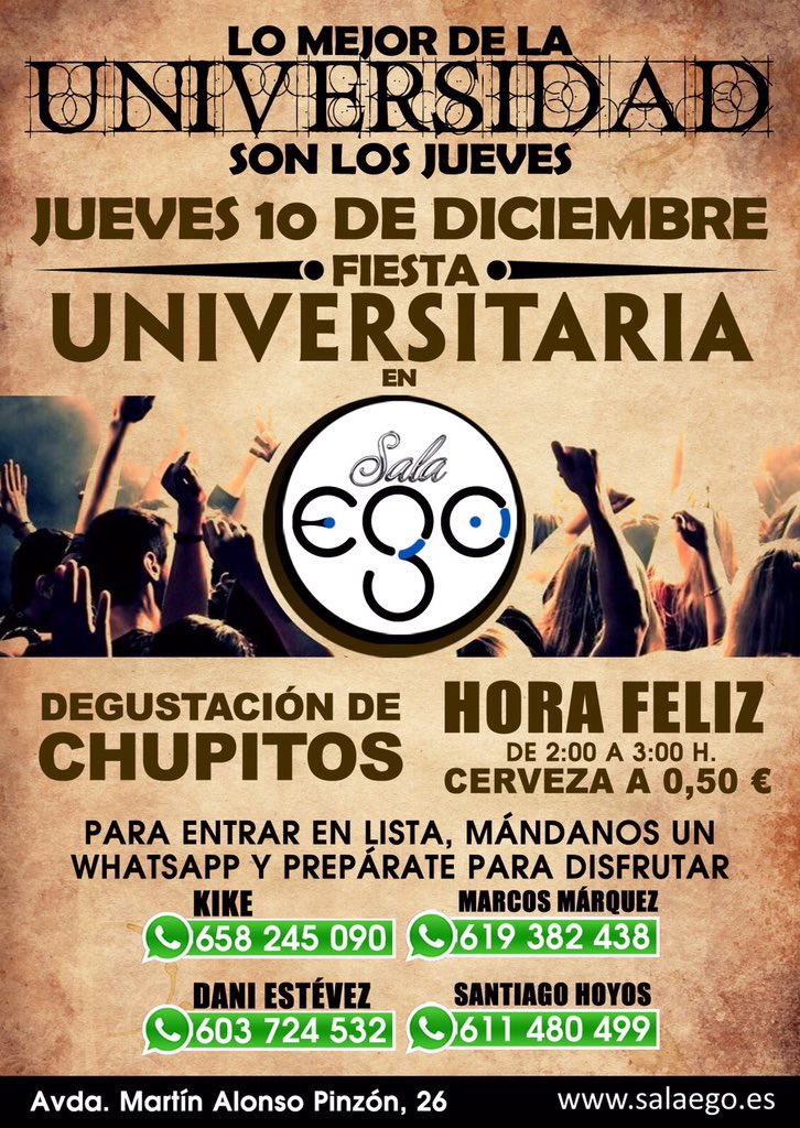 LISTAS ABIERTAS PARA ESTE JUEVES, NO TE QUEDES FUERA