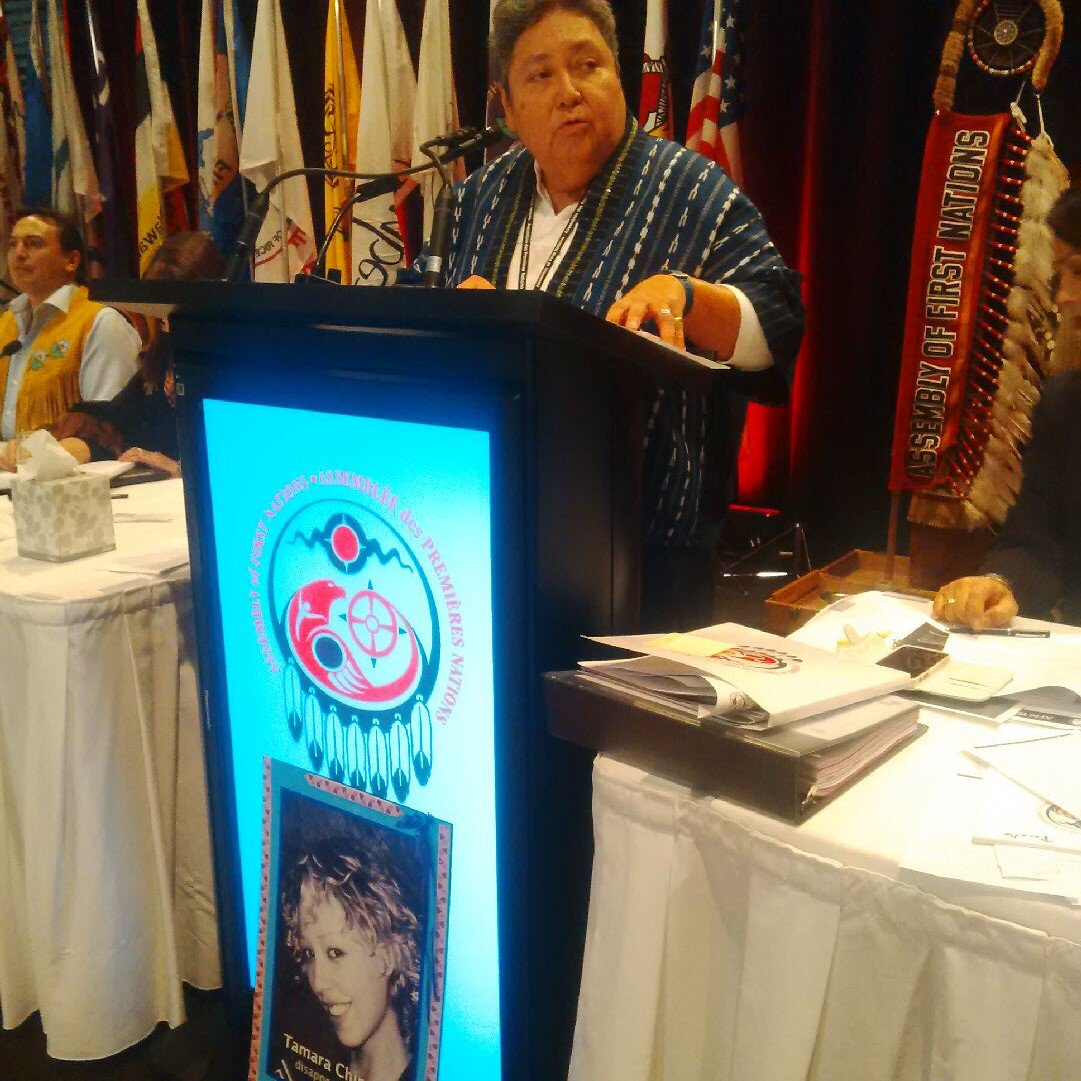 ChiefsofOntario's tweet photo. Deputy GC Denise Stonefish @dstonefish at #AFNSCA2015    @AIAI_Comms #MMIW Support @WhoIsShe_MMIWG https://t.co/U9jmtpNUco