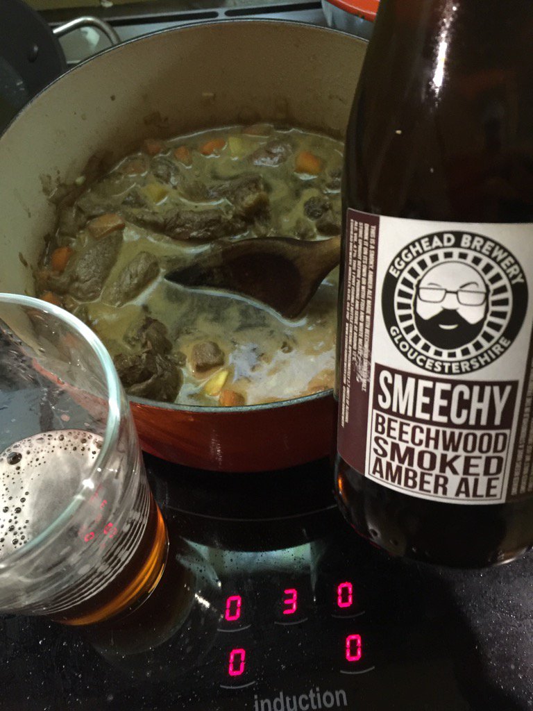 eggheadbrewery's tweet photo. Beautiful shin of beef cooking gently in a #smeechy bath. And enough left in the bottle to please the chef! https://t.co/x0bkx3SejZ