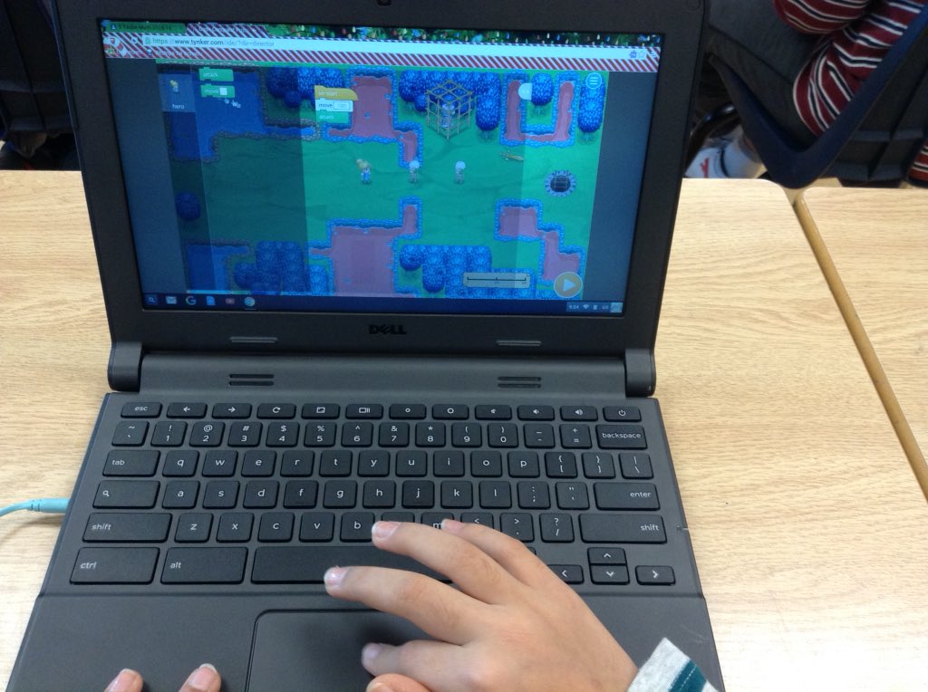 Taube6class's tweet image. #HourOfCode happening in our class today  #codecommander @redmapleps1 @MrsTaube @tynker