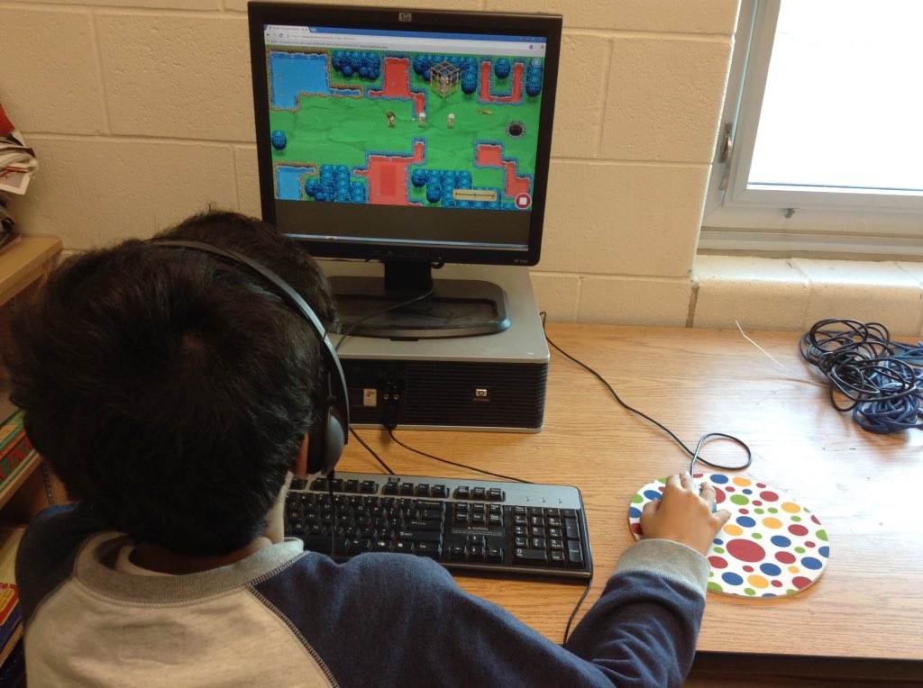 Taube6class's tweet image. #HourOfCode happening in our class today  #codecommander @redmapleps1 @MrsTaube @tynker