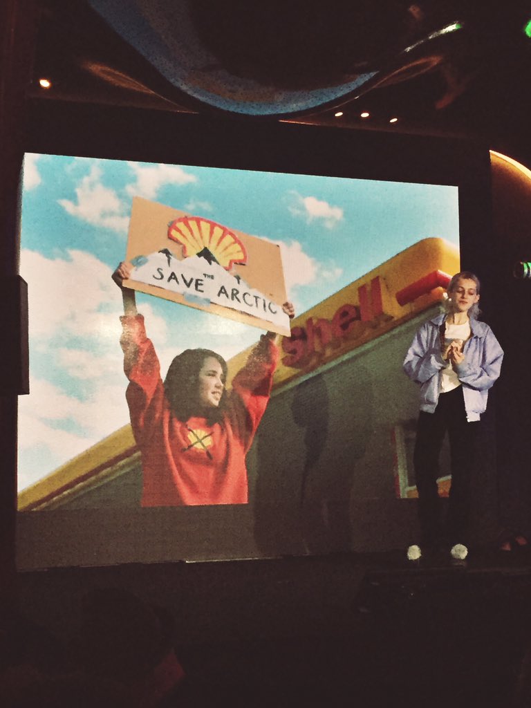 parleyforoceans's tweet photo. .@rtglaciers shares her 2 person protest. 

She's an example of not waiting to take action.
 
#ParleyParis 

#COP21 https://t.co/SCUJAdT8ZS